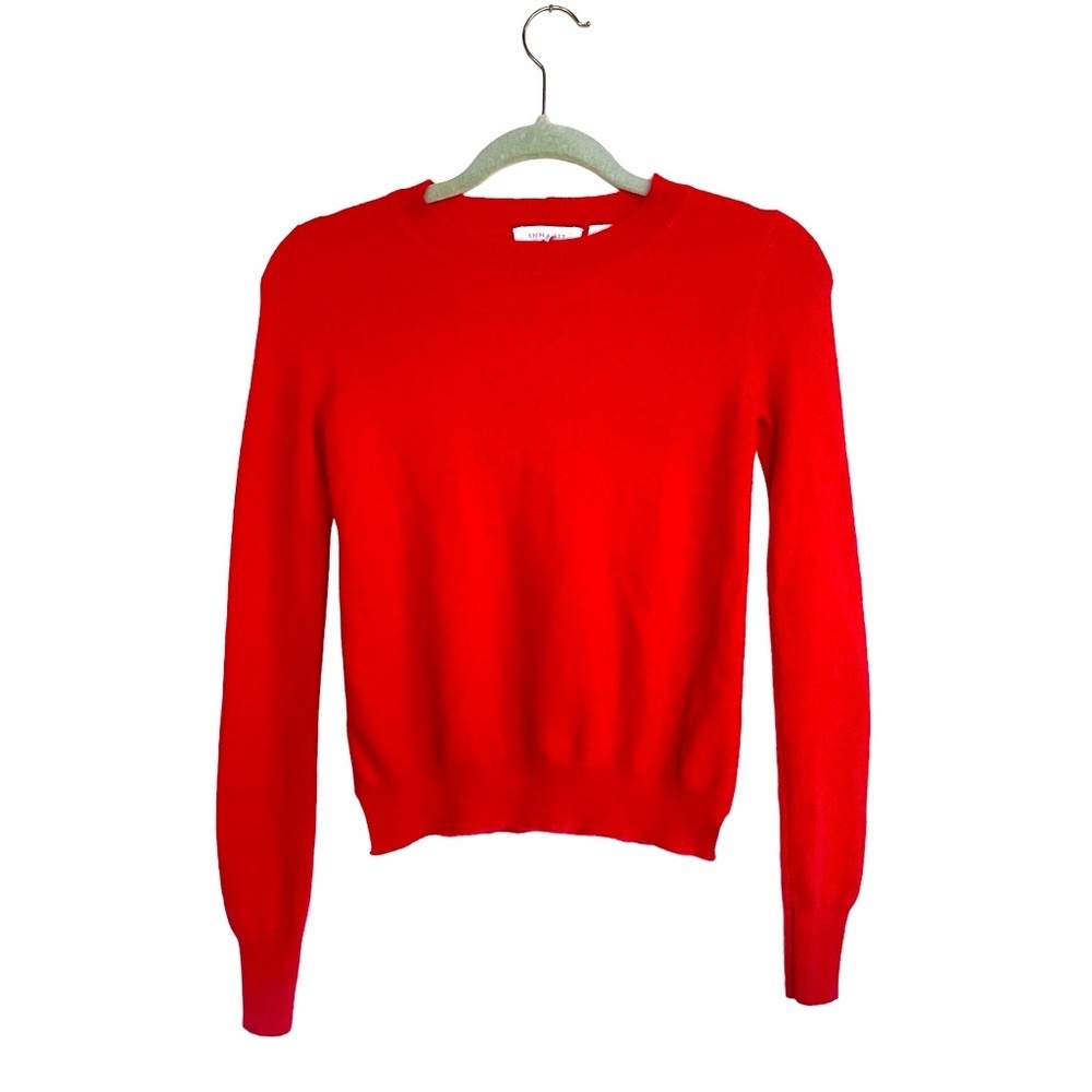 100% Cashmere Red Pullover Crewneck Sweater Size Petite